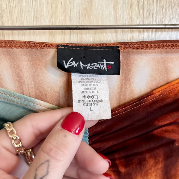 Vintage Medium Brown and Blue Tie Dye Stretch Top 90s 2000s - Picture 4 of 6